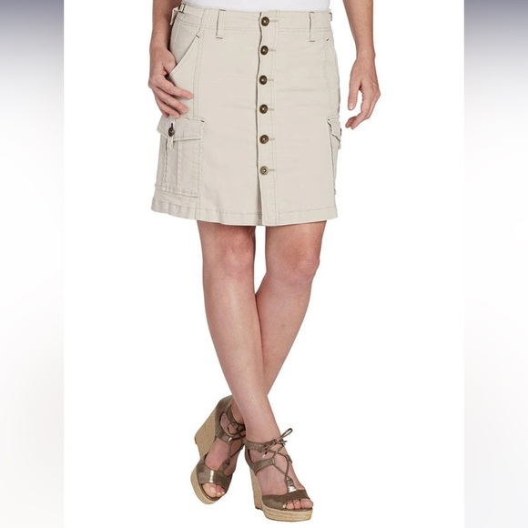 JAG Jeans Boardwalk Button Front Cargo Utility Mini Skirt Bay Twill Khaki Tan - Picture 10 of 10